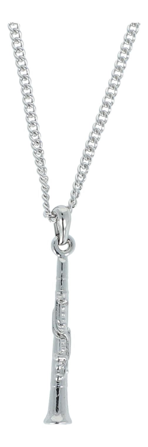 Clarinet pendant, with chain, silver-plated or gold-plated