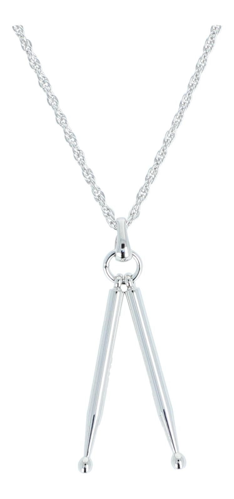 Drumsticks-Anhänger, mit Kette, versilbert oder vergoldet, Stick, Schlägel - Ausführung: versilbert