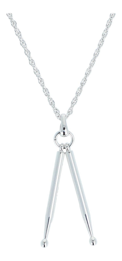 Drumsticks-Anhänger, mit Kette, versilbert oder vergoldet, Stick, Schlägel - Ausführung: versilbert