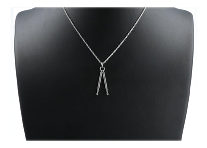 Drumsticks-Anhänger, mit Kette, versilbert oder vergoldet, Stick, Schlägel - Ausführung: versilbert