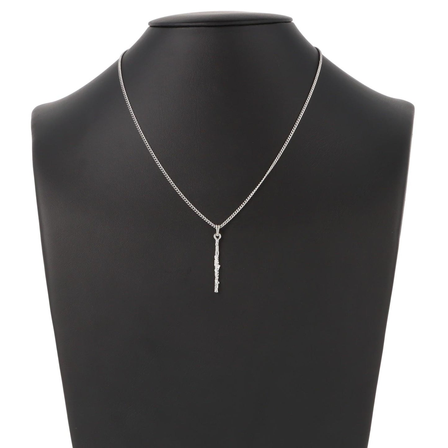 Querflöte-Anhänger, mit Kette, versilbert