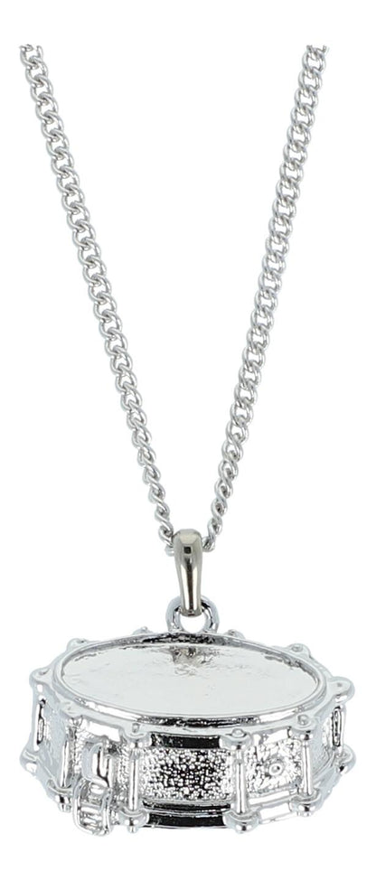 Snare drum pendant, with chain, silver-plated or gold-plated