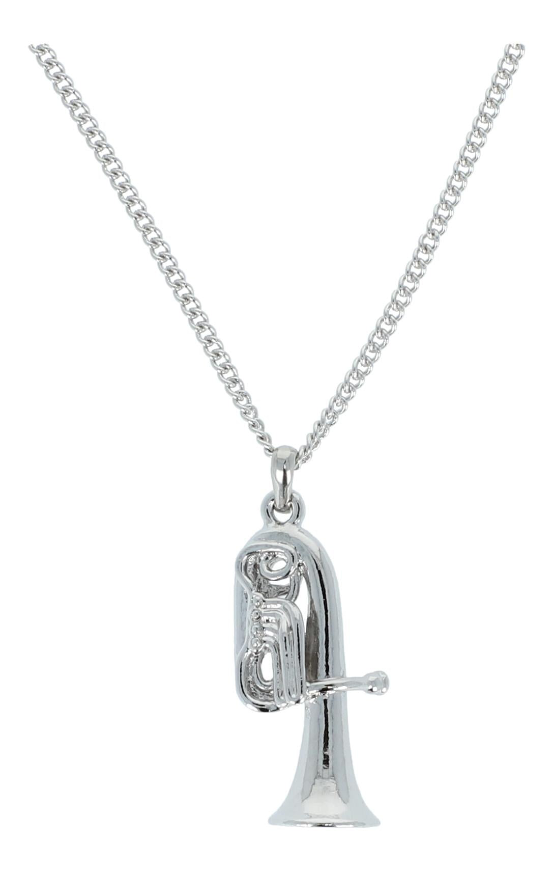 Pendant Tuba, with chain, silver-plated or gold-plated, brass music