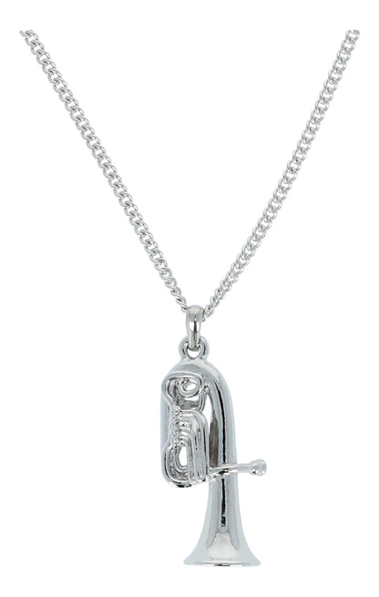 Pendant Tuba, with chain, silver-plated or gold-plated, brass music