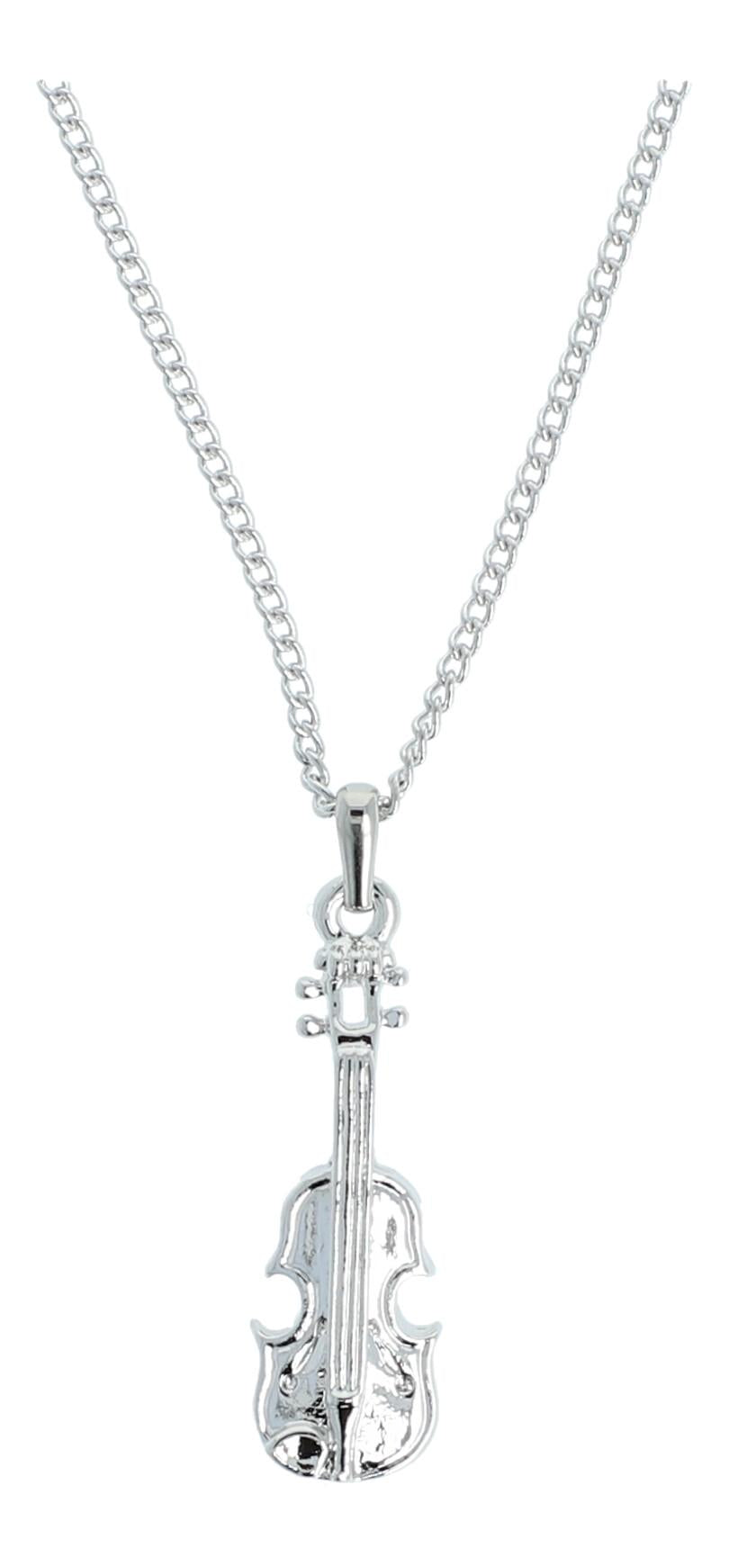 Violin pendant, with chain, silver-plated or gold-plated, violin