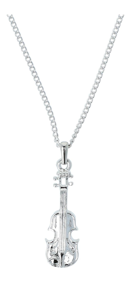 Violin pendant, with chain, silver-plated or gold-plated, violin