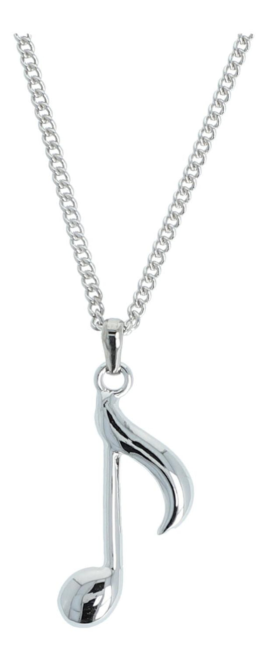 Eighth note pendant with chain, silver or gold plated, note