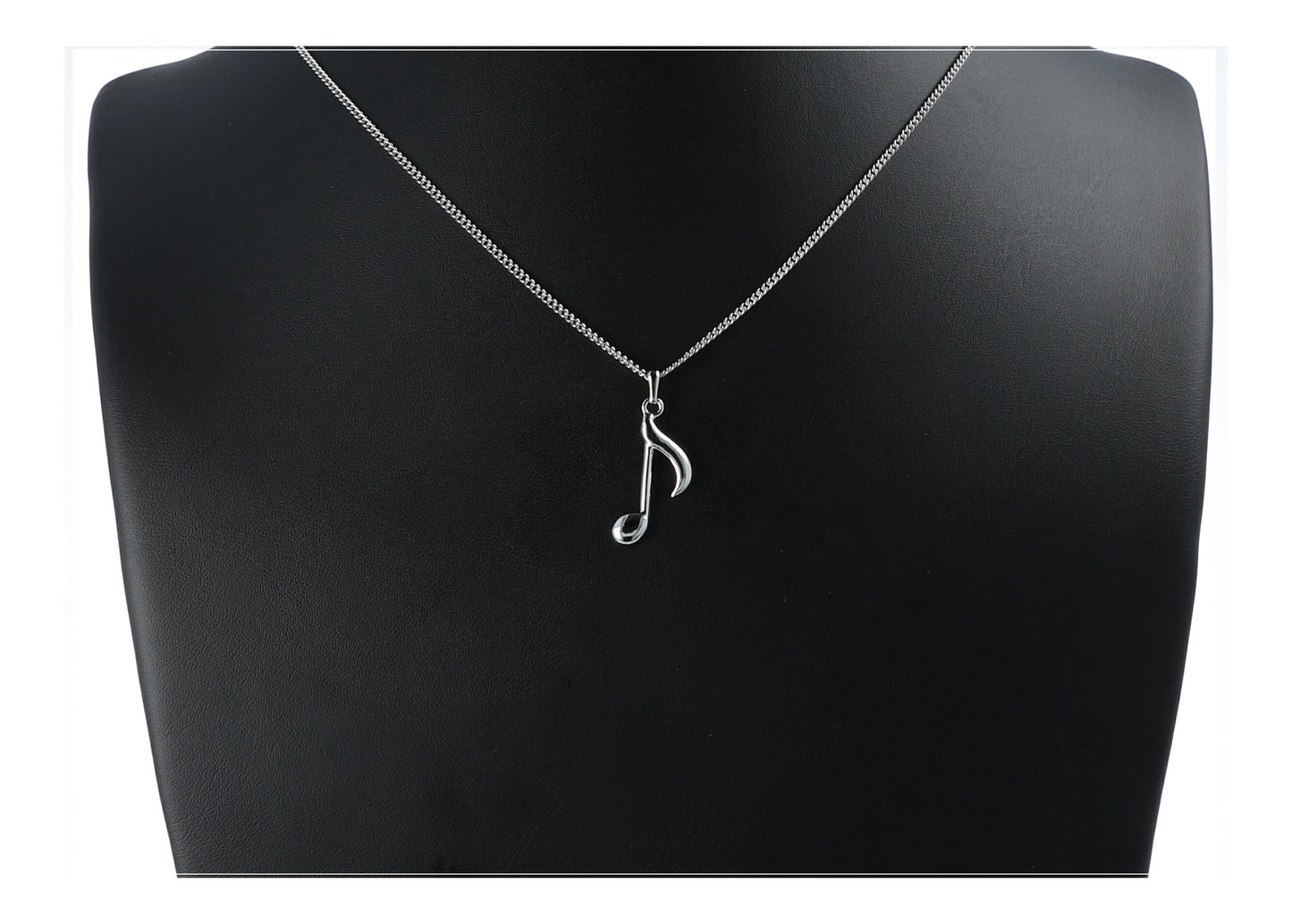 Eighth note pendant with chain, silver or gold plated, note