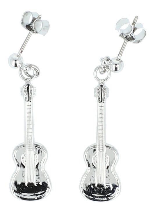 Concert guitar earrings, silver-plated or gold-plated