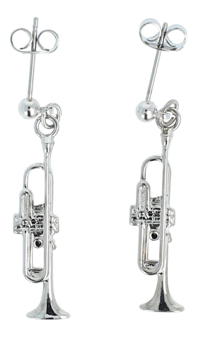 Trumpet earrings, silver-plated or gold-plated, brass music