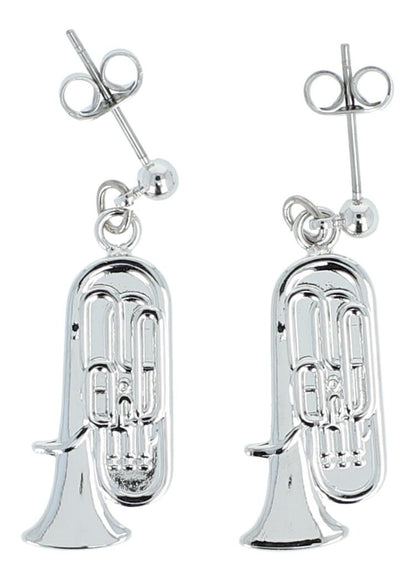 Tuba earrings, silver-plated or gold-plated, brass music