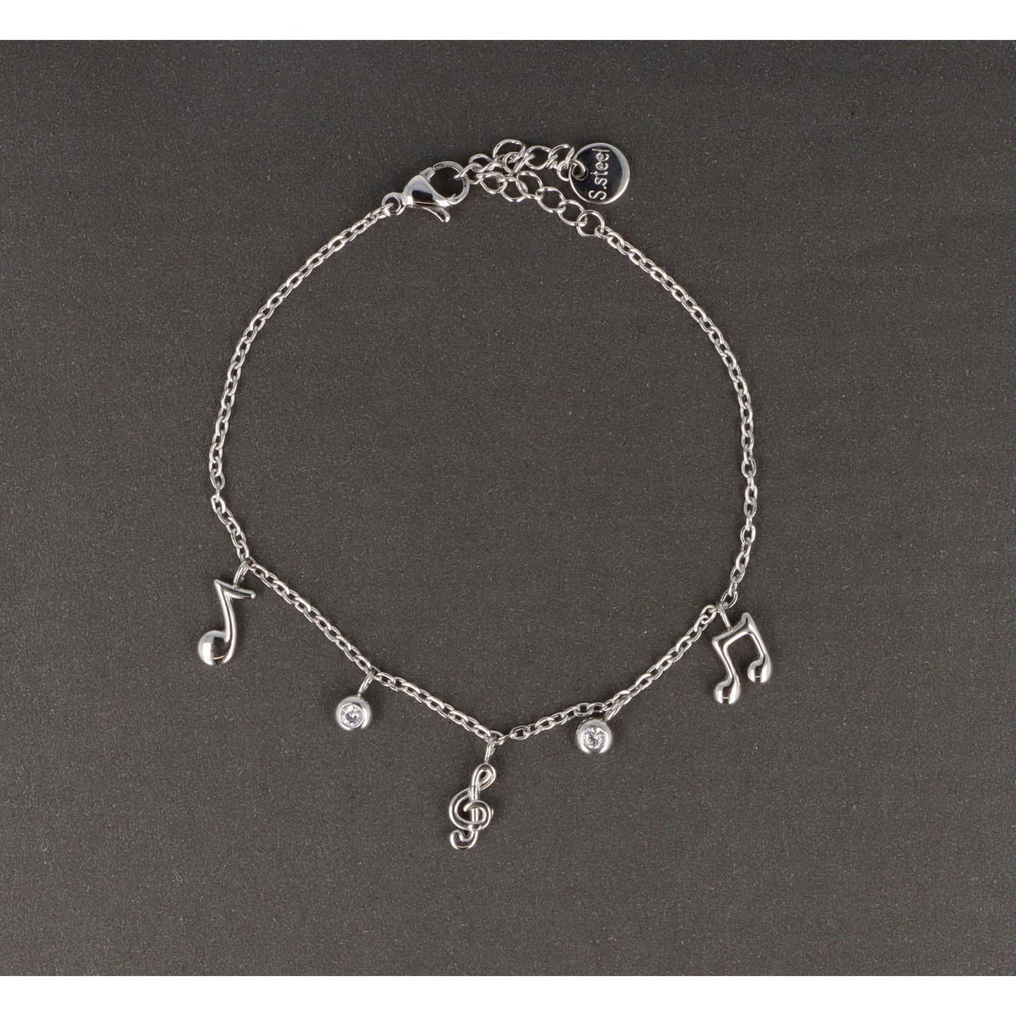 Armband aus Edelstahl mit Noten und Violinschlüssel-Anhängern