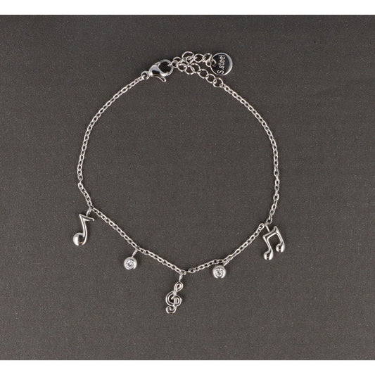 Armband aus Edelstahl mit Noten und Violinschlüssel-Anhängern