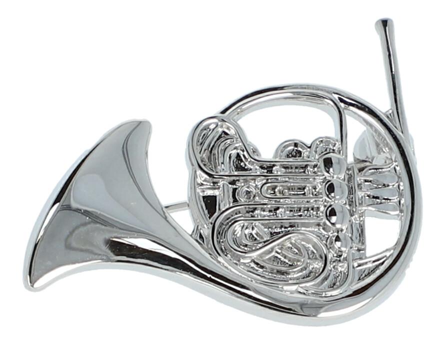 Instrument brooch, various designs, silver-plated