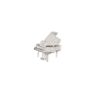Brosche Piano mit Schmucksteinen in Geschenkbox, Farbe silber