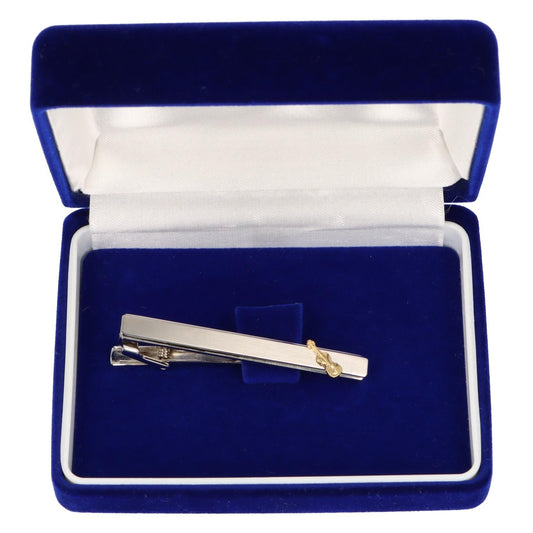 Krawattennadel Farbe silber, mit Violine in Farbe gold, in Geschenkbox
