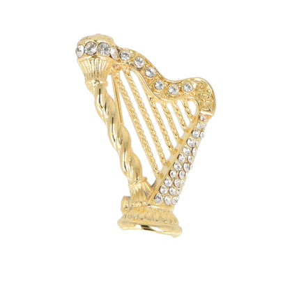 Brosche Harfe mit Schmucksteinen in Geschenkbox, Farbe gold oder silber