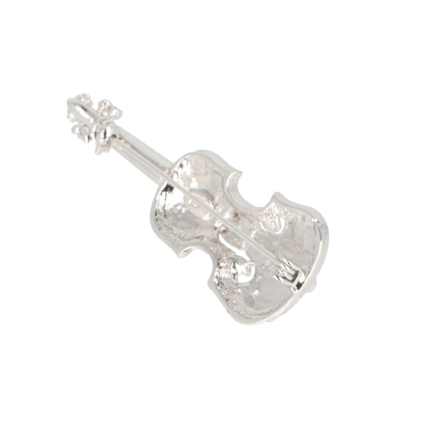Brosche Violine mit Schmucksteinen in Geschenkbox, Farbe silber
