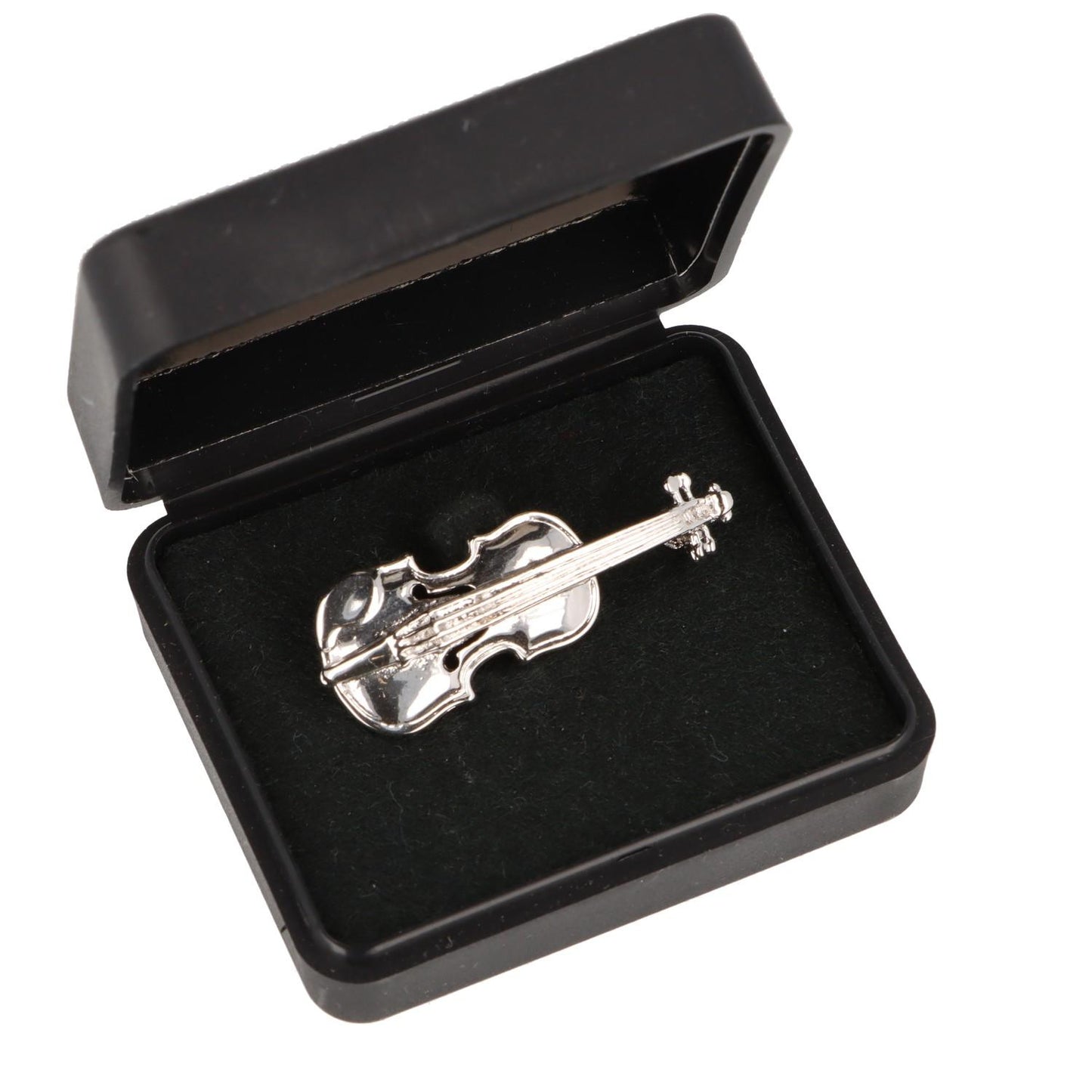 Brosche Violine in Geschenkbox, Farbe gold oder silber