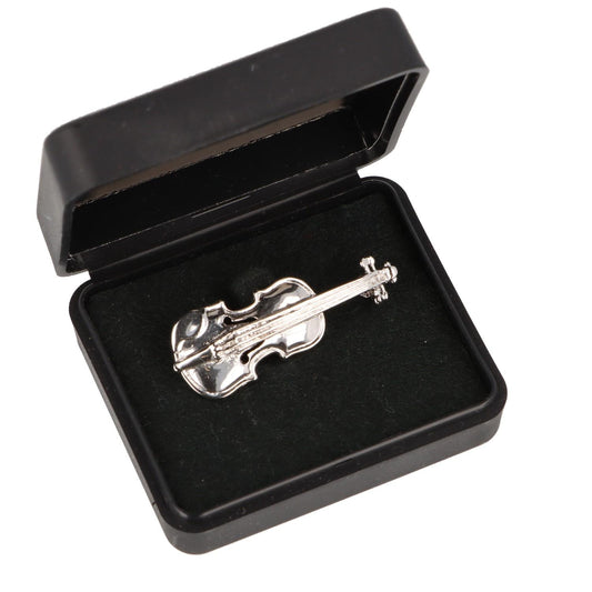 Brosche Violine in Geschenkbox, Farbe gold oder silber