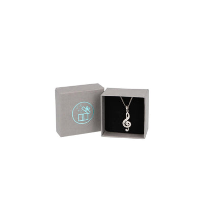 925 Sterling Silver Treble Clef Pendant with Chain in Gift Box