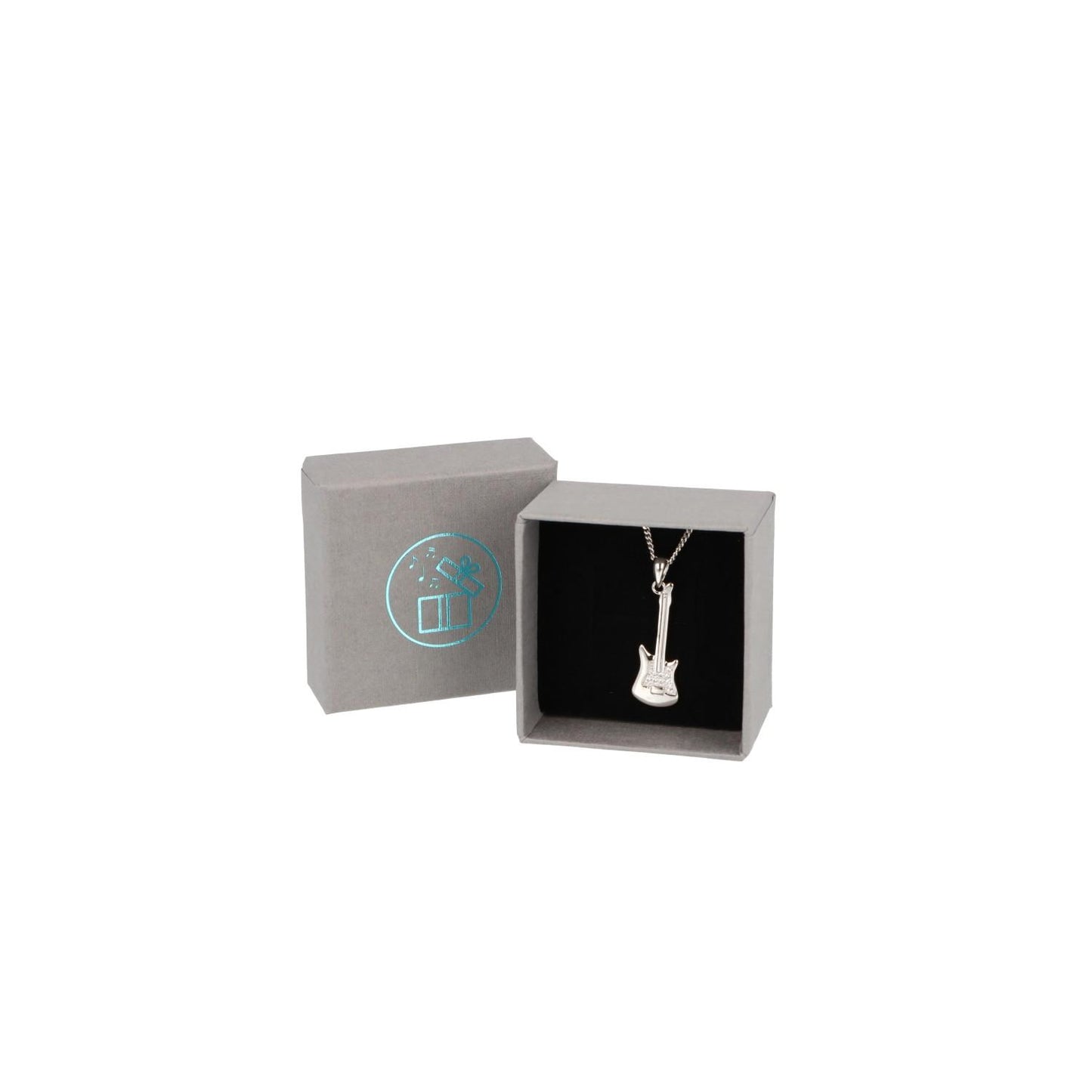 925 Sterling Silver Electric Guitar Pendant with Chain in Gift Box