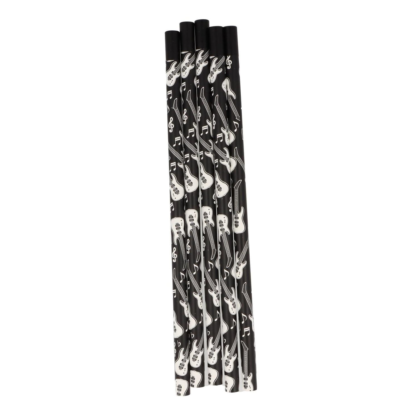 Pencils in black with musical motifs and magnetic head