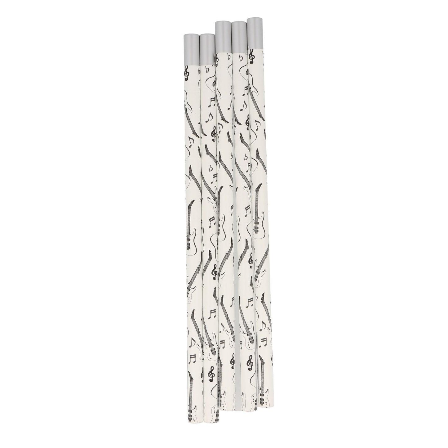 Pencils in white with musical motifs and magnetic head