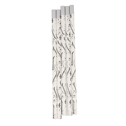 Pencils in white with musical motifs and magnetic head