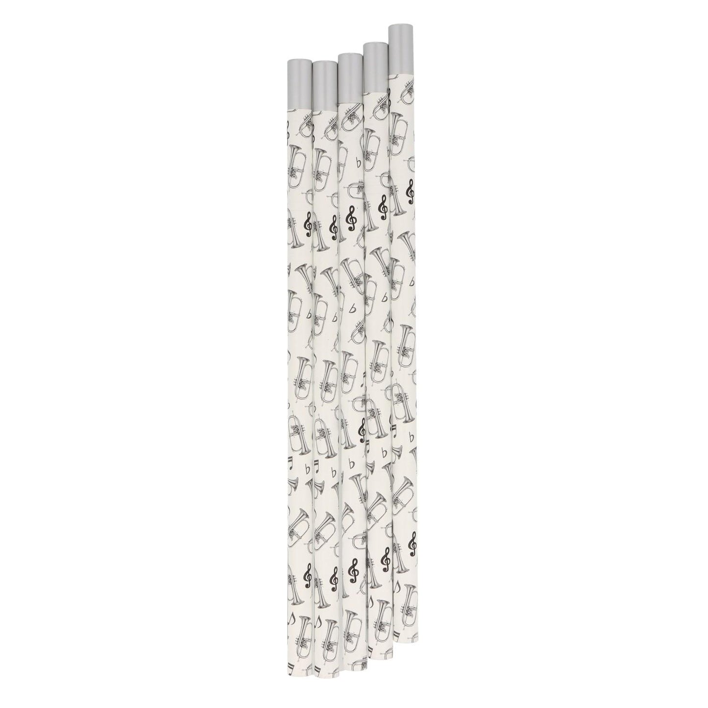 Pencils in white with musical motifs and magnetic head