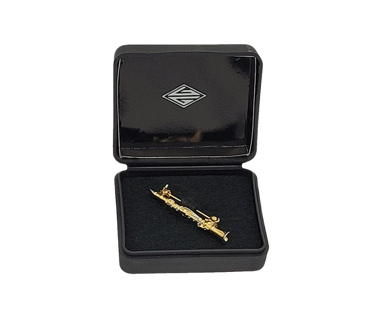 Brooch silver-plated or gold-plated, clarinet or flute