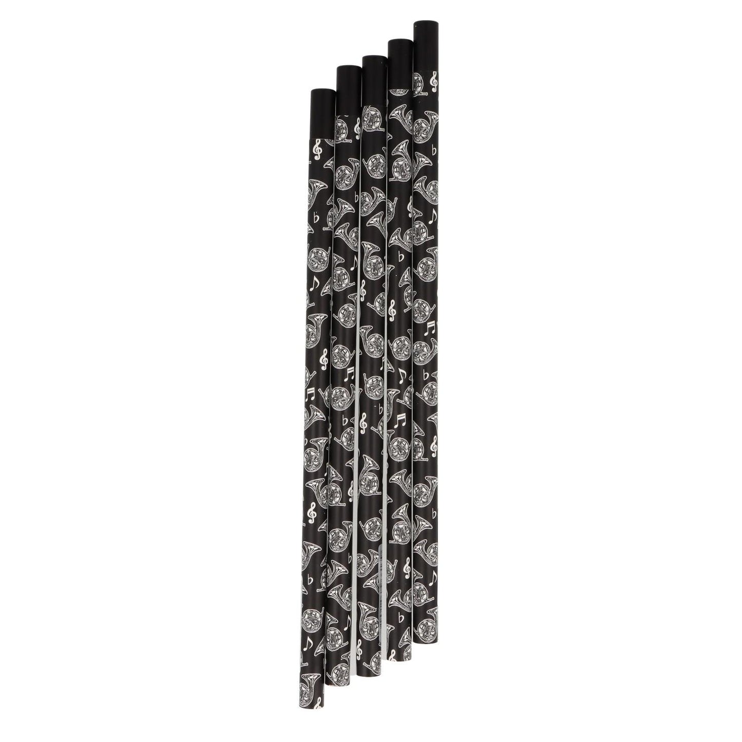 Pencils in black with musical motifs and magnetic head