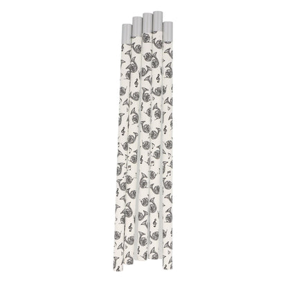 Pencils in white with musical motifs and magnetic head