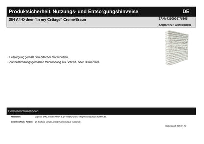 Folder "In my Cottage" for DIN A4 in cream/brown