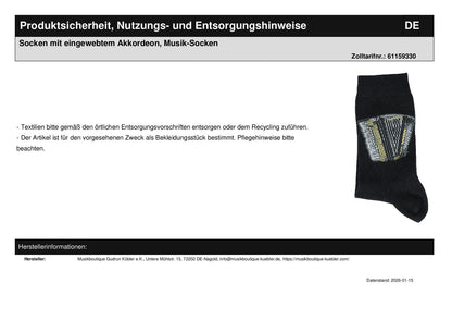 Socken mit eingewebtem Akkordeon, Musik-Socken