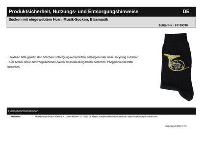 Socks with woven horn, music socks, brass music