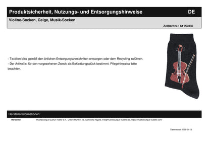 Violin Socks, Violin, Music Socks