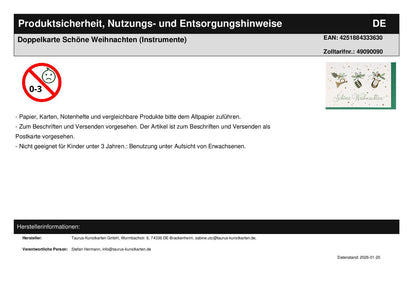 Doppelkarte Schöne Weihnachten (Instrumente)