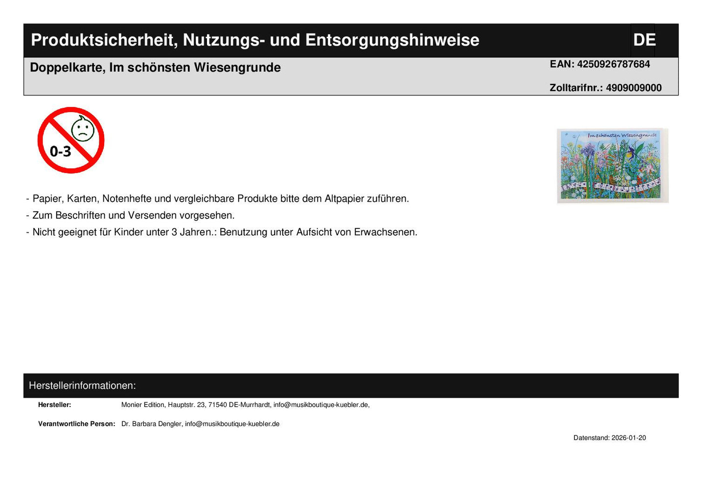 Doppelkarte, Im schönsten Wiesengrunde