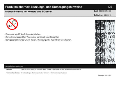 Gitarren-Bleistifte mit Konzert- und E-Gitarren