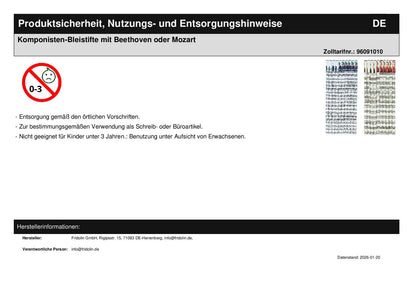 Komponisten-Bleistifte mit Beethoven oder Mozart