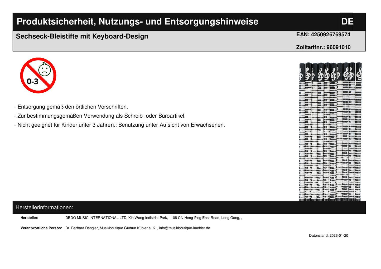 Sechseck-Bleistifte mit Keyboard-Design