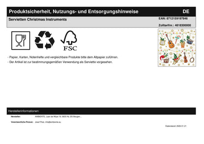 Servietten Christmas Instruments