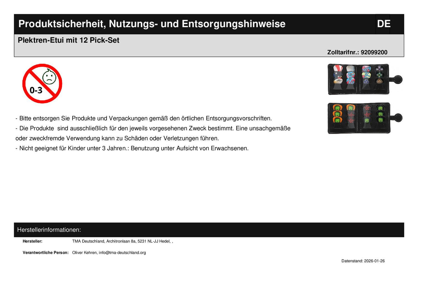 Plektren-Etui mit 12 Pick-Set