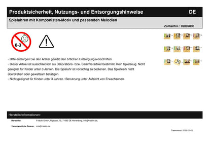 Spieluhren mit Komponisten-Motiv und passenden Melodien