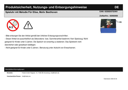 Music box with melody Für Elise, motif Beethoven