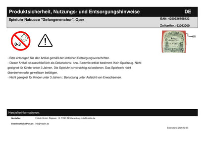 Spieluhr Nabucco "Gefangenenchor", Oper