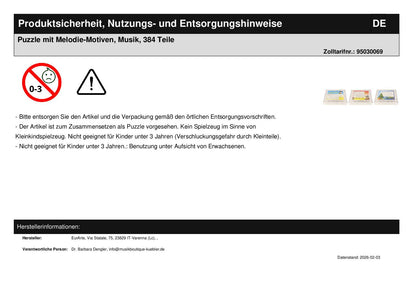 Puzzle mit Melodie-Motiven, Musik, 384 Teile