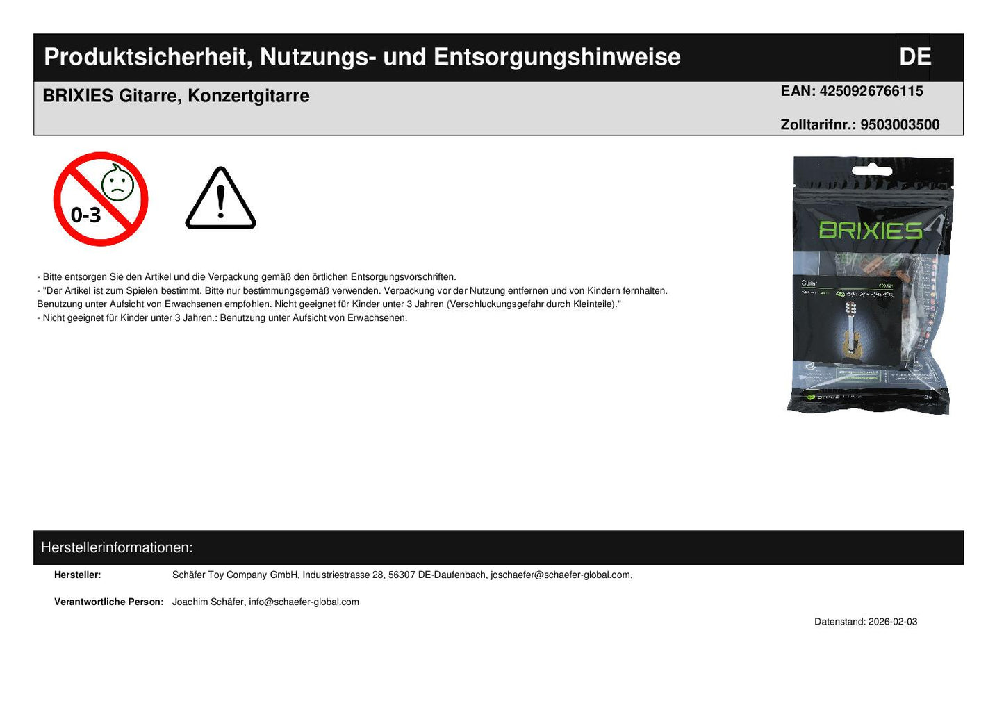 BRIXIES Gitarre, Konzertgitarre