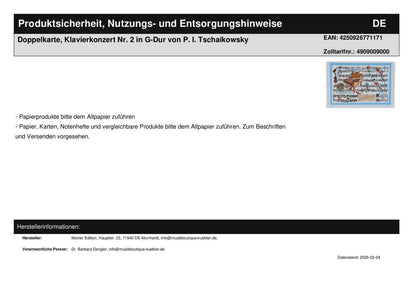 Doppelkarte, Klavierkonzert Nr. 2 in G-Dur von P. I. Tschaikowsky